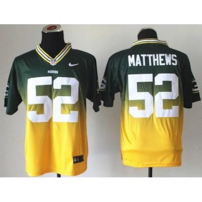Nike Green Bay Packers #52 Clay Matthews Green/Gold Men's Stitched NFL Elite Fadeaway Fashion Jersey