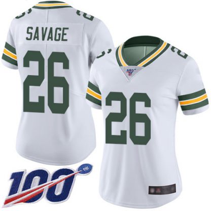 Nike Green Bay Packers #26 Darnell Savage White Women's Stitched NFL 100th Season Vapor Limited Jersey