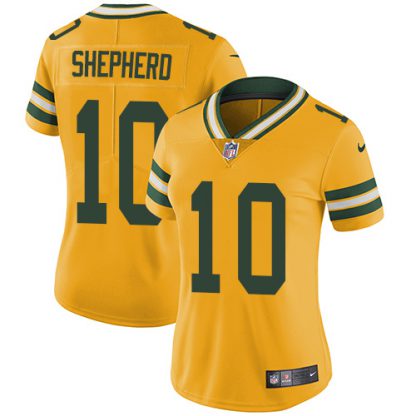 Nike Green Bay Packers #10 Darrius Shepherd Yellow Women's Stitched NFL Limited Rush Jersey