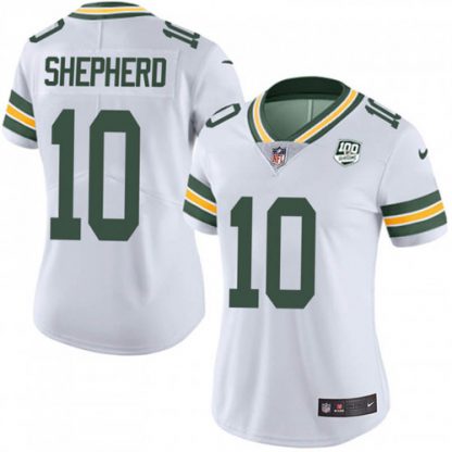 Nike Green Bay Packers #10 Darrius Shepherd White Women's 100th Season Stitched NFL Vapor Untouchable Limited Jersey