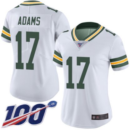 Nike Green Bay Packers #17 Davante Adams White Women's Stitched NFL 100th Season Vapor Limited Jersey
