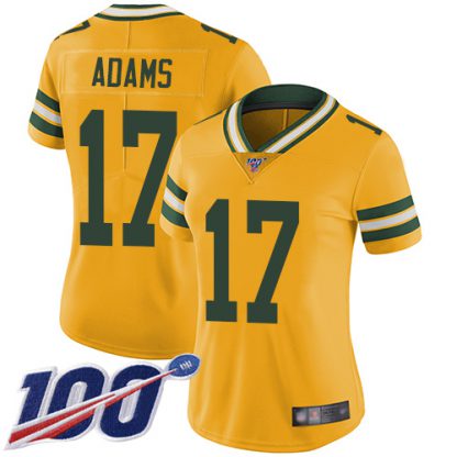 Nike Green Bay Packers #17 Davante Adams Yellow Women's Stitched NFL Limited Rush 100th Season Jersey