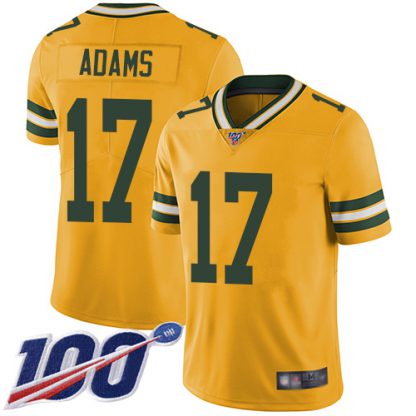Nike Green Bay Packers #17 Davante Adams Yellow Youth Stitched NFL Limited Rush 100th Season Jersey