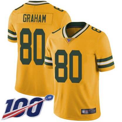 Nike Green Bay Packers #80 Jimmy Graham Yellow Men's Stitched NFL Limited Rush 100th Season Jersey