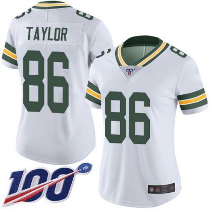 Nike Green Bay Packers #86 Malik Taylor White Women's Stitched NFL 100th Season Vapor Untouchable Limited Jersey