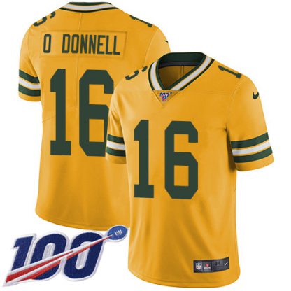 Nike Green Bay Packers #16 Pat O'Donnell Yellow Men's Stitched NFL Limited Rush 100th Season Jersey