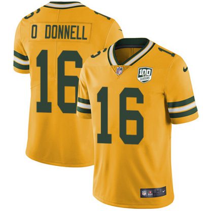 Nike Green Bay Packers #16 Pat O'Donnell Yellow Men's 100th Season Stitched NFL Limited Rush Jersey