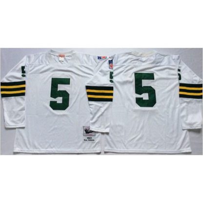 Mitchell And Ness 1961 Green Bay Packers #5 Paul Hornung White Throwback Stitched NFL Jersey