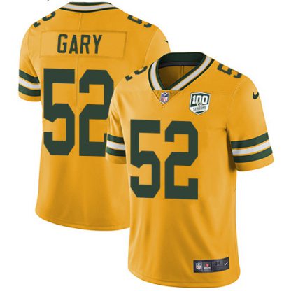 Nike Green Bay Packers #52 Rashan Gary Yellow Men's 100th Season Stitched NFL Limited Rush Jersey