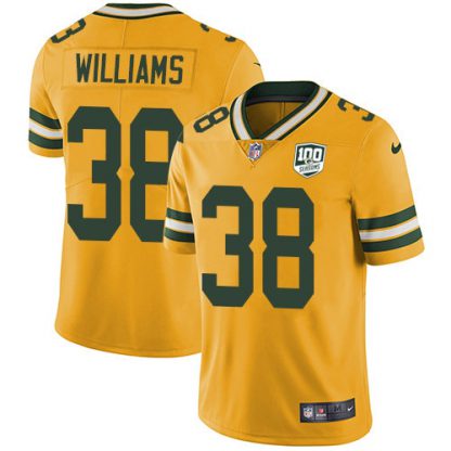 Nike Green Bay Packers #38 Tramon Williams Yellow Men's 100th Season Stitched NFL Limited Rush Jersey