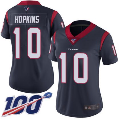 Nike Houston Texans #10 DeAndre Hopkins Navy Blue Team Color Women's Stitched NFL 100th Season Vapor Limited Jersey
