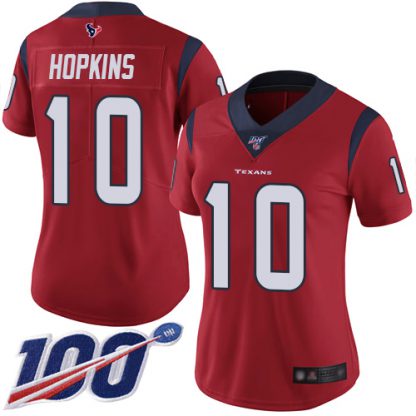 Nike Houston Texans #10 DeAndre Hopkins Red Alternate Women's Stitched NFL 100th Season Vapor Limited Jersey