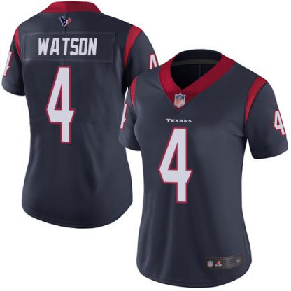 Nike Houston Texans #4 Deshaun Watson Navy Blue Team Color Women's Stitched NFL Vapor Untouchable Limited Jersey