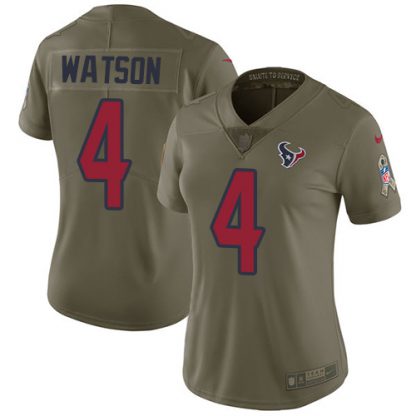 Nike Houston Texans #4 Deshaun Watson Olive Women's Stitched NFL Limited 2017 Salute to Service Jersey