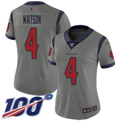 Nike Houston Texans #4 Deshaun Watson Gray Women's Stitched NFL Limited Inverted Legend 100th Season Jersey