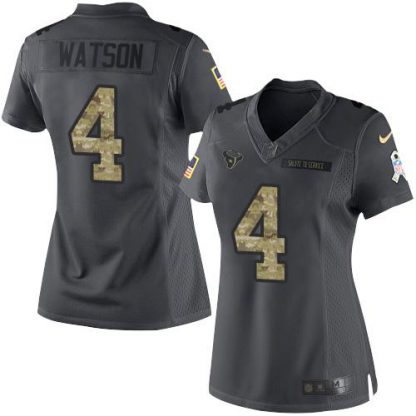 Nike Houston Texans #4 Deshaun Watson Black Women's Stitched NFL Limited 2016 Salute to Service Jersey