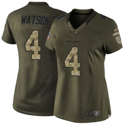 Nike Houston Texans #4 Deshaun Watson Green Women's Stitched NFL Limited 2015 Salute to Service Jersey