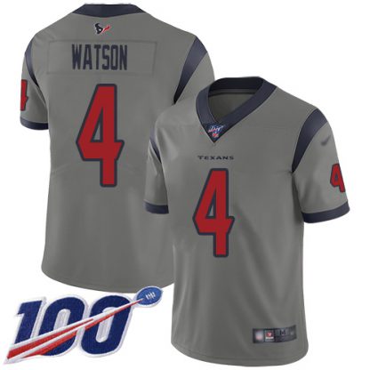 Nike Houston Texans #4 Deshaun Watson Gray Youth Stitched NFL Limited Inverted Legend 100th Season Jersey