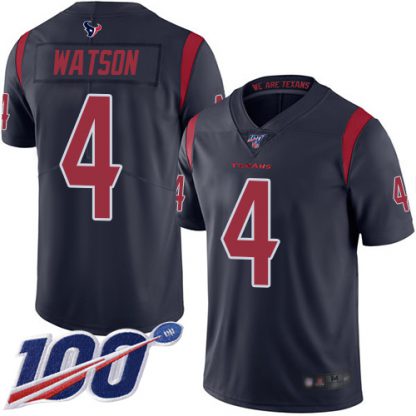 Nike Houston Texans #4 Deshaun Watson Navy Blue Youth Stitched NFL Limited Rush 100th Season Jersey