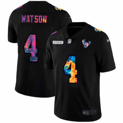 Houston Houston Texans #4 Deshaun Watson Men's Nike Multi-Color Black 2020 NFL Crucial Catch Vapor Untouchable Limited Jersey