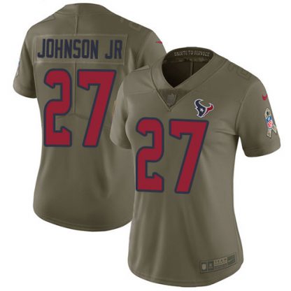 Nike Houston Texans #27 Duke Johnson Jr Olive Women's Stitched NFL Limited 2017 Salute to Service Jersey