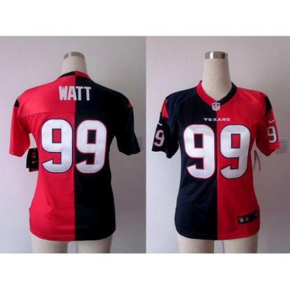 Nike Houston Texans #99 J.J. Watt Navy Blue/Red Women's Stitched NFL Elite Split Jersey