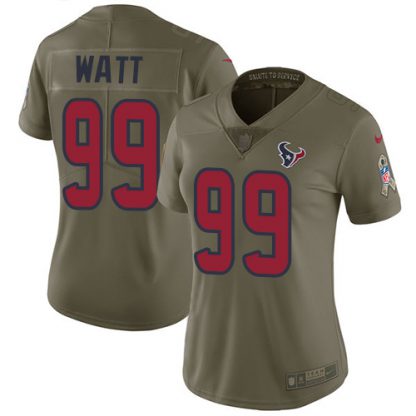 Nike Houston Texans #99 J.J. Watt Olive Women's Stitched NFL Limited 2017 Salute to Service Jersey