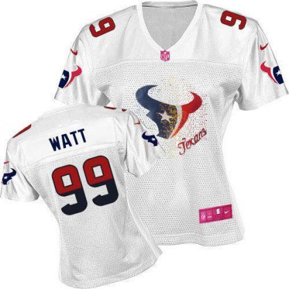 Nike Houston Texans #99 J.J. Watt White Women's Fem Fan NFL Game Jersey