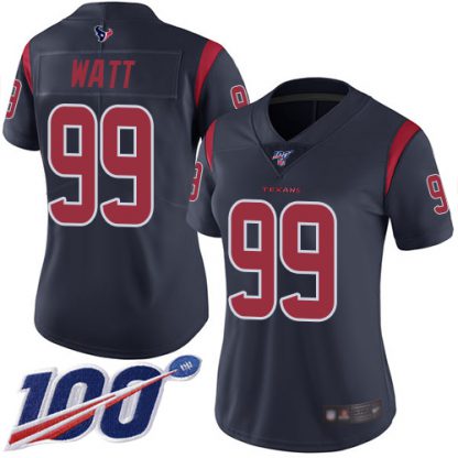 Nike Houston Texans #99 J.J. Watt Navy Blue Women's Stitched NFL Limited Rush 100th Season Jersey