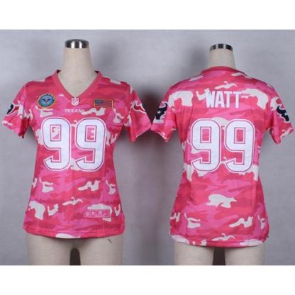 Nike Houston Texans #99 J.J. Watt Pink Women's Stitched NFL Elite Camo Fashion Jersey