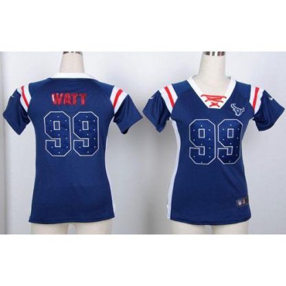 Nike Houston Texans #99 J.J. Watt Navy Blue Women's Stitched NFL Elite Draft Him Shimmer Jersey