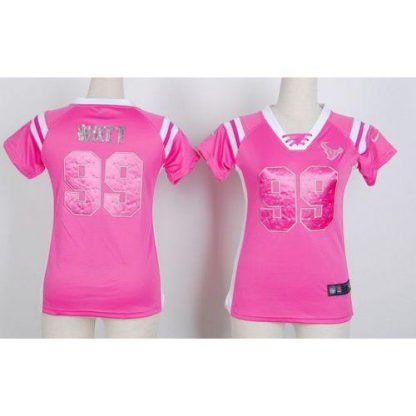 Nike Houston Texans #99 J.J. Watt Pink Women's Stitched NFL Elite Draft Him Shimmer Jersey