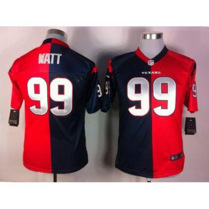 Nike Houston Texans #99 J.J. Watt Navy Blue/Red Youth Stitched NFL Elite Split Jersey