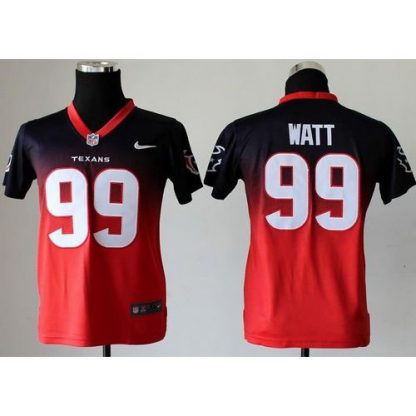Nike Houston Texans #99 J.J. Watt Navy Blue/Red Youth Stitched NFL Elite Fadeaway Fashion Jersey