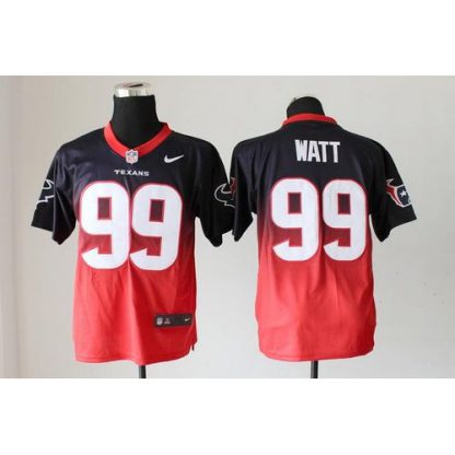 Nike Houston Texans #99 J.J. Watt Navy Blue/Red Men's Stitched NFL Elite Fadeaway Fashion Jersey
