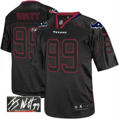 Nike Houston Texans #99 J.J. Watt Lights Out Black Men's Stitched NFL Elite Autographed Jersey