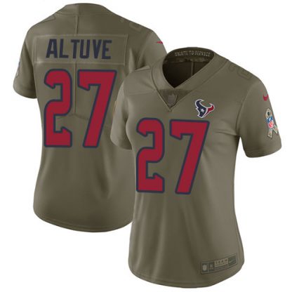 Nike Houston Texans #27 Jose Altuve Olive Women's Stitched NFL Limited 2017 Salute to Service Jersey