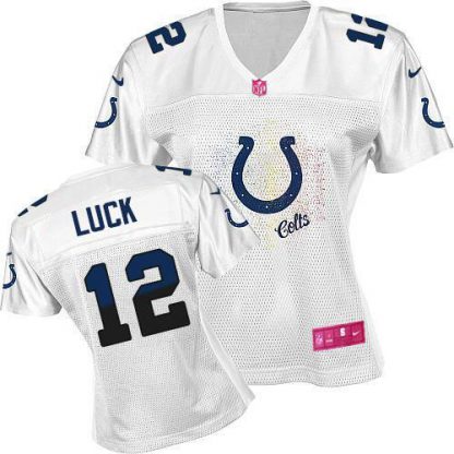 Nike Indianapolis Colts #12 Andrew Luck White Women's Fem Fan NFL Game Jersey