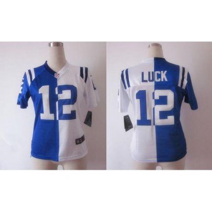 Nike Indianapolis Colts #12 Andrew Luck Royal Blue/White Women's Stitched NFL Elite Split Jersey