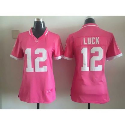 Nike Indianapolis Colts #12 Andrew Luck Pink Women's Stitched NFL Elite Bubble Gum Jersey