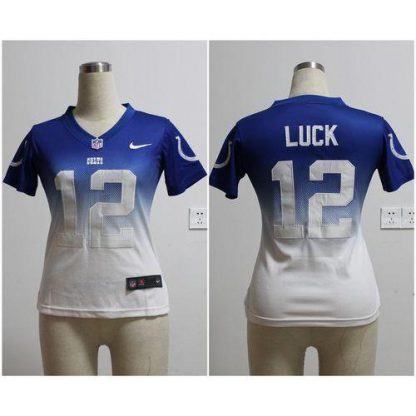 Nike Indianapolis Colts #12 Andrew Luck Royal Blue/White Women's Stitched NFL Elite Fadeaway Fashion Jersey