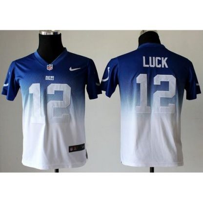 Nike Indianapolis Colts #12 Andrew Luck Royal Blue/White Youth Stitched NFL Elite Fadeaway Fashion Jersey