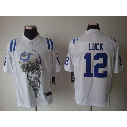 Nike Indianapolis Colts #12 Andrew Luck White Men's Stitched NFL Helmet Tri-Blend Limited Jersey