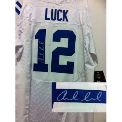 Nike Indianapolis Colts #12 Andrew Luck White Men's Stitched NFL Elite Autographed Jersey