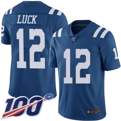 Nike Indianapolis Colts #12 Andrew Luck Royal Blue Men's Stitched NFL Limited Rush 100th Season Jersey