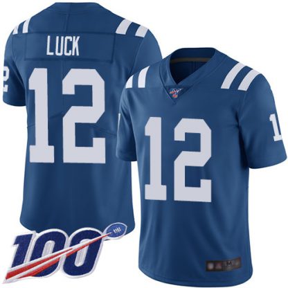 Nike Indianapolis Colts #12 Andrew Luck Royal Blue Team Color Men's Stitched NFL 100th Season Vapor Limited Jersey