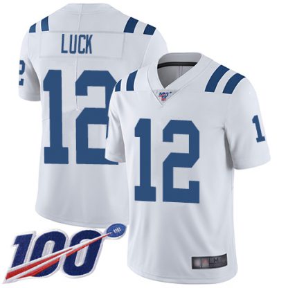 Nike Indianapolis Colts #12 Andrew Luck White Men's Stitched NFL 100th Season Vapor Limited Jersey