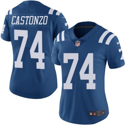 Nike Indianapolis Colts #74 Anthony Castonzo Royal Blue Women's Stitched NFL Limited Rush Jersey
