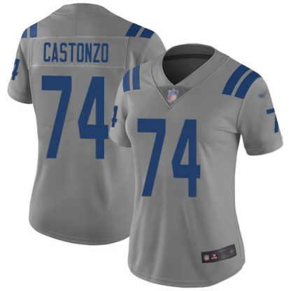 Nike Indianapolis Colts #74 Anthony Castonzo Gray Women's Stitched NFL Limited Inverted Legend Jersey
