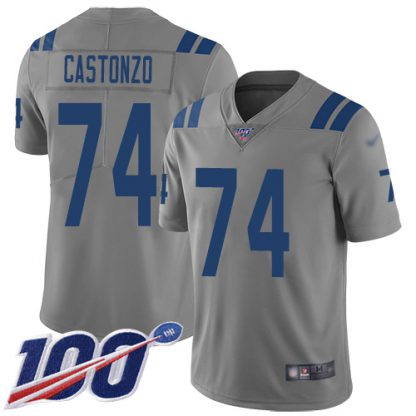 Nike Indianapolis Colts #74 Anthony Castonzo Gray Youth Stitched NFL Limited Inverted Legend 100th Season Jersey